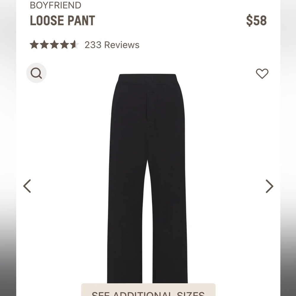 NEW Skims Black Boyfriend Loose Pant - Picture 3 of 3